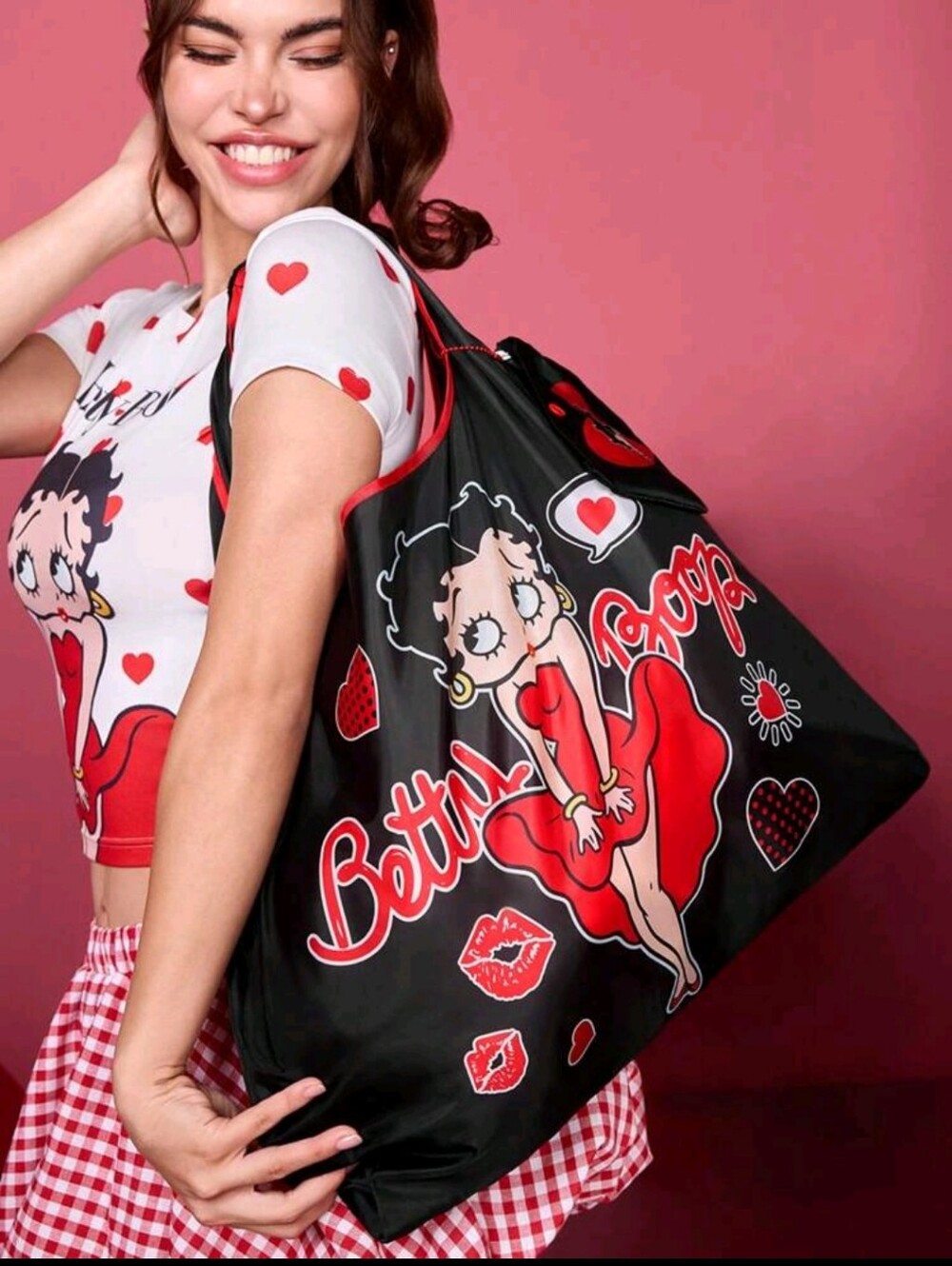 Betty Boop Black & Red Graphic Shoulder Bag